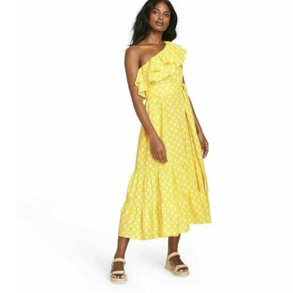 Lisa Marie Fernandez Yellow Polka Dot Linen/Rayon Dress - Medium NWT
